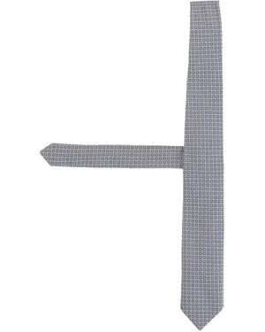 BOSS Geometric-Pattern Silk-Blend Tie - White
