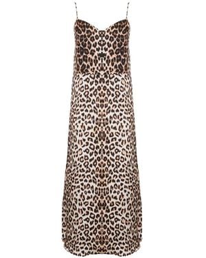 La Prestic Ouiston Petula Leopard V-Neck Dress - White