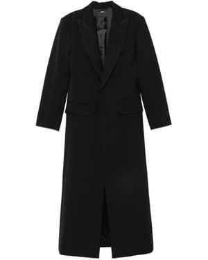 Amen Satin-Trim Peak-Lapel Coat - Black