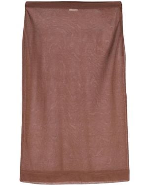 Saint Laurent Falda de tubo midi de punto - Marrón