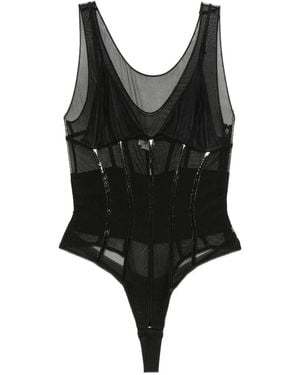 Elisabetta Franchi Mesh Panelled Bodie - Black