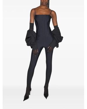 Mugler Tuta Intera Con Corsetto - Blu