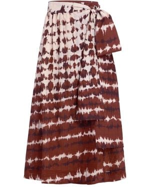 Marie Oliver Gonna Midi Estine Con Fantasia Tie-Dye - Rosso
