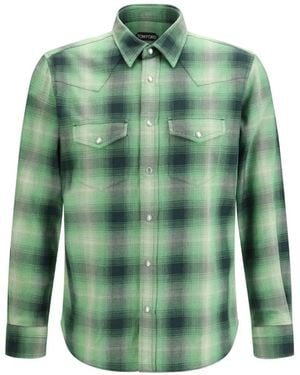 Tom Ford Checked Slim Shirt - Green