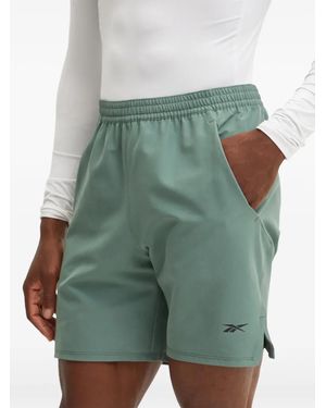 Reebok Strength 4.0 Logo-Print Elasticated-Waist Shorts - Green