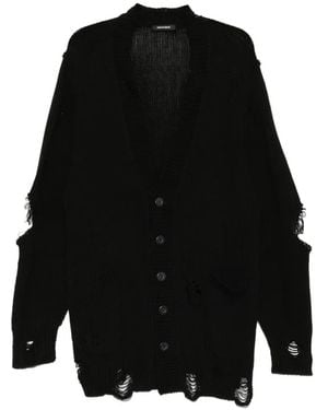 Nude:mm Distressed V-Neck Cardigan - Black