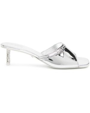 Gcds 60Mm Mirrored Leather Mules - White