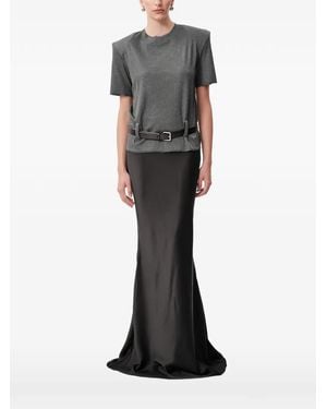 Concepto Coal Padded-Shoulder Belted T-Shirt - Black