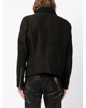 Les Hommes Suede Biker Jacket - Black