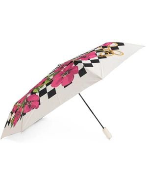 Moschino Geruite Paraplu Met Bloemenpatroon - Roze