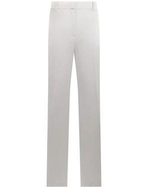 Alberta Ferretti High-Waisted Tailored Silk Pants - White