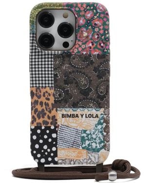 Bimba Y Lola Patchwork-Print Phone Case - Black