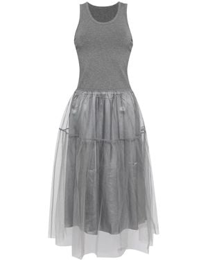 JNBY Tulle-Inserts Midi Dress - Gray