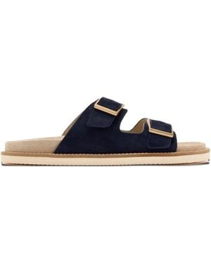 p*o様 BRUNELLO CUCINELLI スエード コンフォートサンダル Brunello Cucinelli - Navy Suede Buckle Sandal | Mitchell Stores