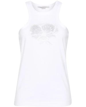 Stella McCartney Floral-Embroidered Cotton Tank Top - White