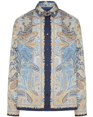 Etro Paisley-Print Cotton Shirt - Blue