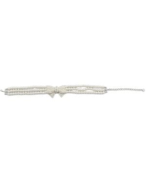 Self-Portrait Pearl-Embellished Necklace - White