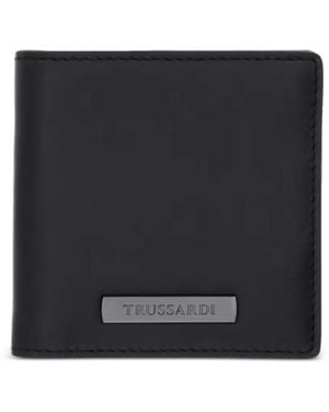 Trussardi Logo-Plaque Bi-Fold Wallet - Black