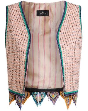 Etro Cropped Tweed Waistcoat - Pink