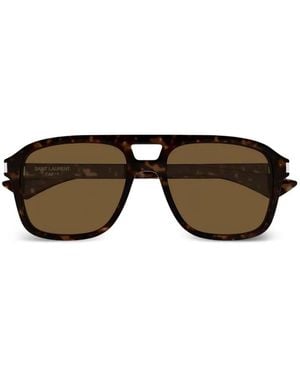 Saint Laurent Sl 881 Tortoiseshell-Effect Pilot-Frame Sunglasses - Black