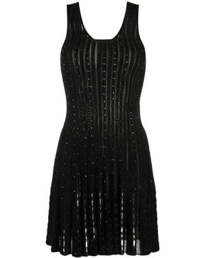 Versace Plissé-Knit Sleeveless Minidress - Black