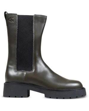 Calvin Klein Logo-Debossed Chunky-Sole Chelsea Boots - Black