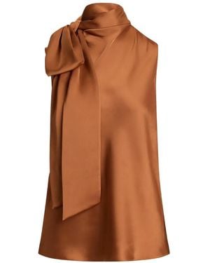Ralph Lauren Pussy-Bow Sleeveless Blouse - Brown