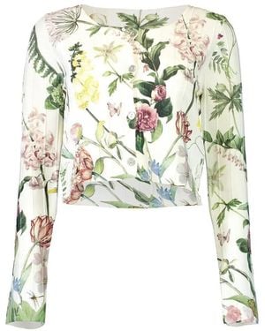 Cara Cara Cardigan Rose A Fiori - Bianco