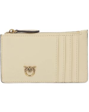 Pinko Airone Chevron Zip Wallet - Natural