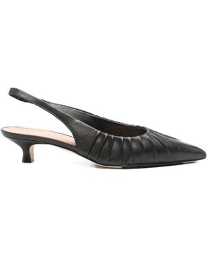 Julie Dee Leather Ruched Court Shoes - Black
