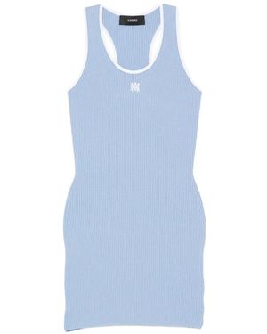 Amiri Ribbed-Knit Mini Dress - Blue