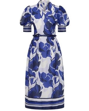 Rebecca Vallance Robe Mi-Longue Paros À Manches Courtes - Bleu