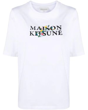 Maison Kitsuné Camiseta Con Logo Estampado - Blanco