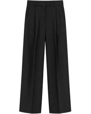 DUNST Pleated Straight-Leg Pants - Black