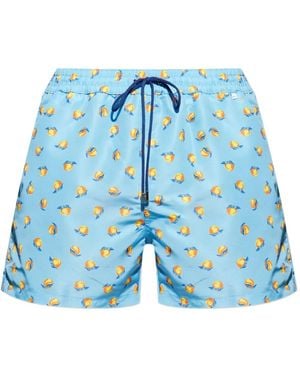 Paul Smith Peach-Print Swim Shorts - Blue