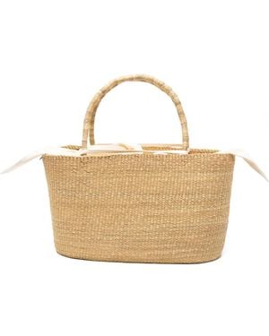 Muuñ Maxi Echo Woven Straw Tote Bag - Bianco