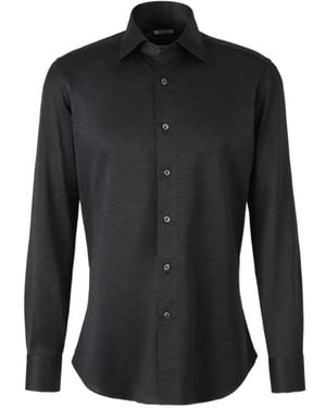 Fray Camisa De Piqué De Manga Larga - Negro