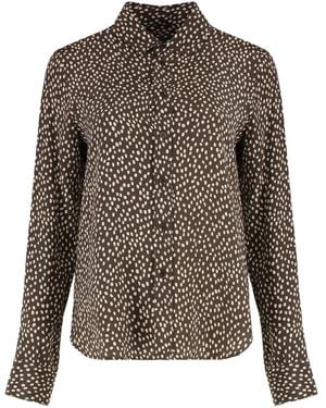 Nili Lotan Printed Silk Shirt - Brown