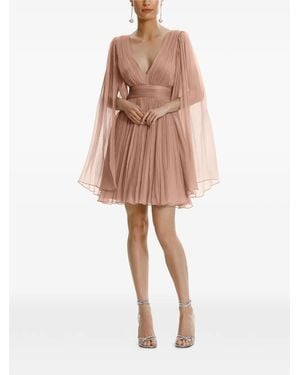 Framboise Palmer Cape-Sleeve Silk Mini Dress - Natural