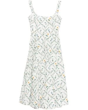 Agua Bendita Alcaparra Brisa Floral-Print Midi Dress - White