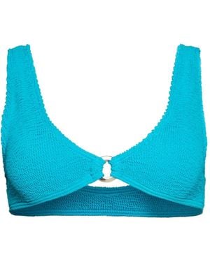 Bondeye Ring-Detail Textured Bikini Top - Blue
