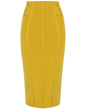 Elisabetta Franchi 3D Knit Embellished Midi Skirt - Yellow