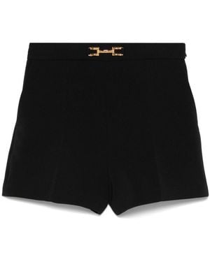 Elisabetta Franchi Logo-Plaque Crepe Shorts - Black