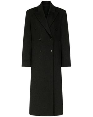 Loulou de Saison Double-Breasted Peak-Lapel Coat - Black
