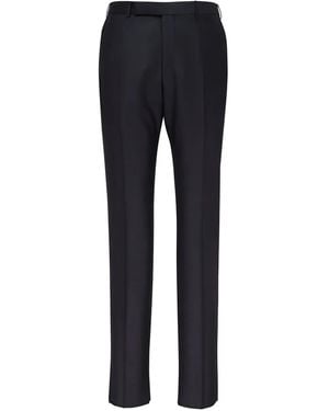 ZEGNA フラットフロント ウールパンツ - ブルー