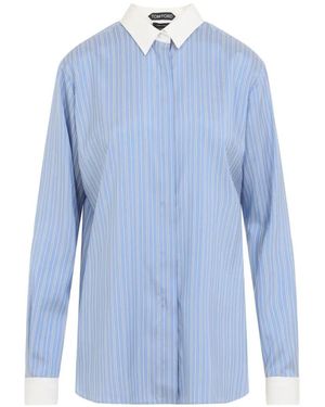Tom Ford Striped Silk Shirt - Blue