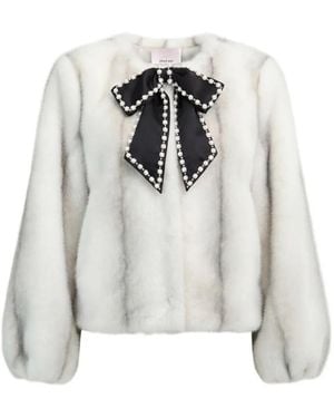 Cinq À Sept Benson Bow-Detail Faux-Fur Jacket - White