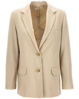 Helmut Lang Single-Breasted Wool Blend Blazer - Natural