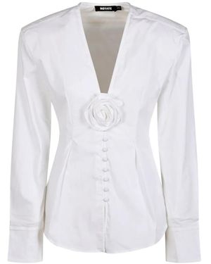 ROTATE BIRGER CHRISTENSEN T-Shirt À Col V Et À Appliqué Floral - White