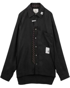 Maison Mihara Yasuhiro Attached Tie Satin Shirt - Black
